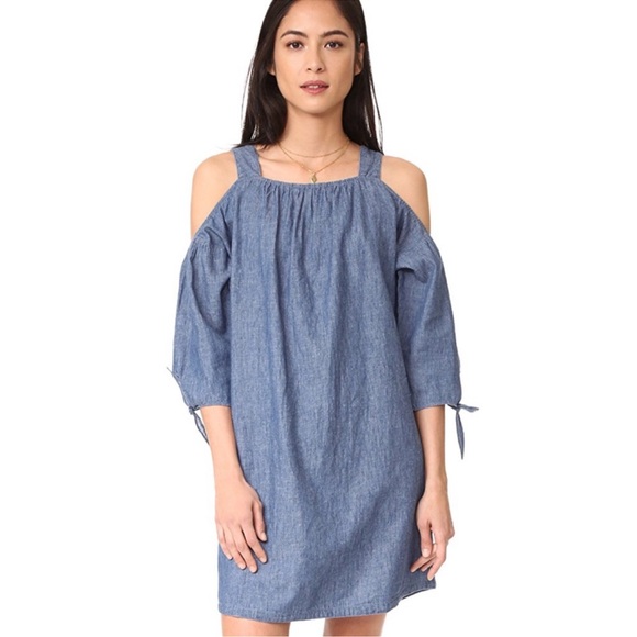 Madewell Cold Shoulder Linen Dress - Picture 1 of 8